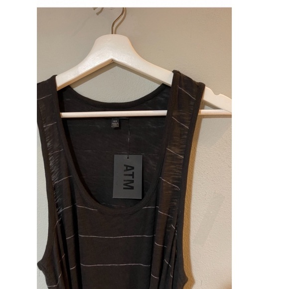 ATM Slub Jersey Striped Tank Dress. - Picture 5 of 7